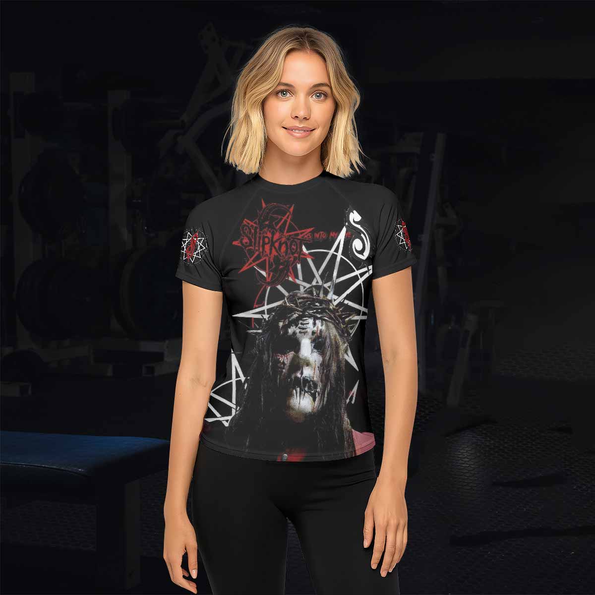 Masked Chaos Women's Rash Guard Short Sleeve - lifestyle view