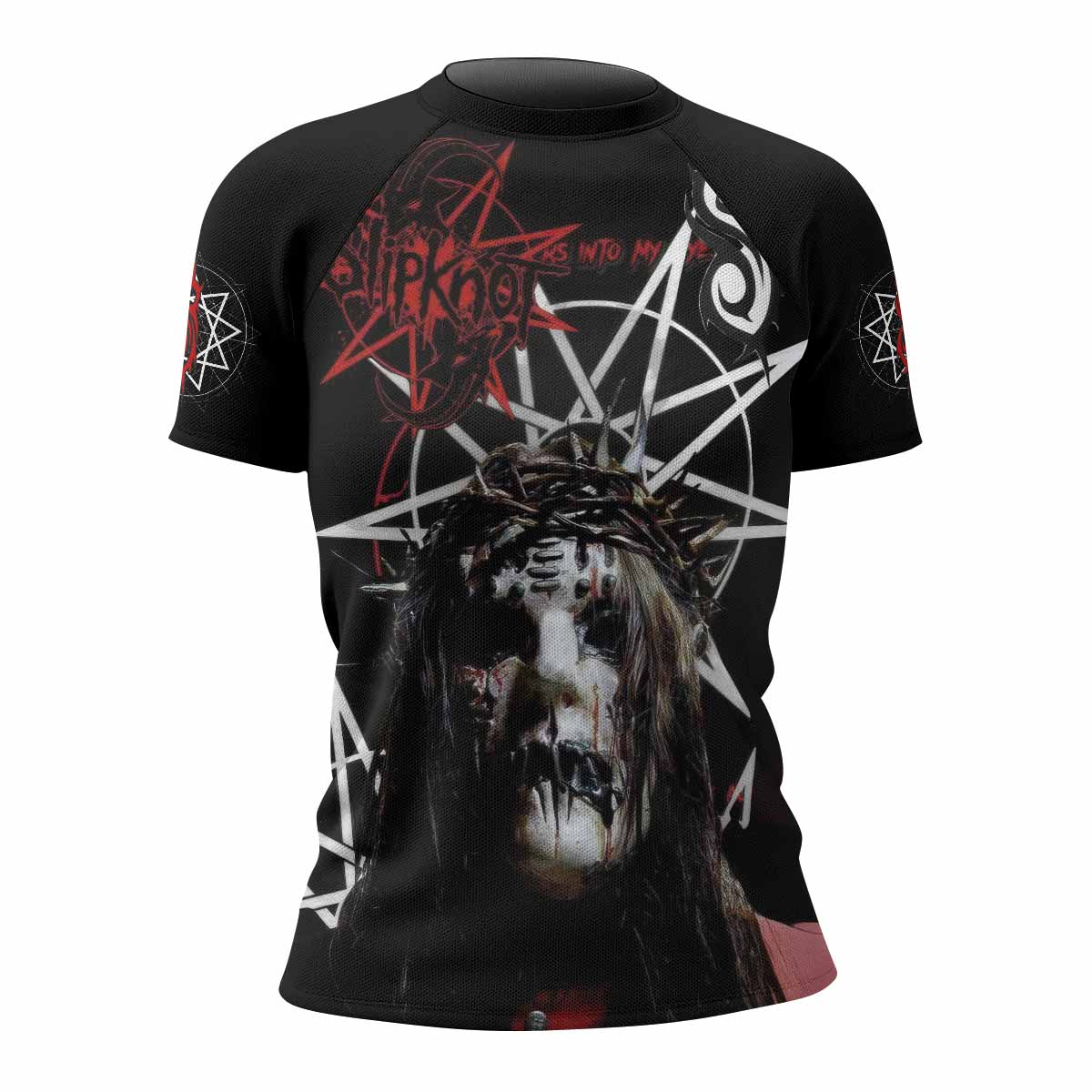 Masked Chaos Women's Rash Guard Short Sleeve - front view mockup 