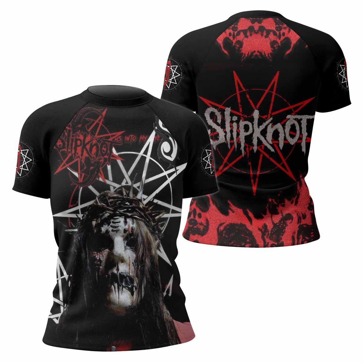 Masked Chaos Women's Rash Guard Short Sleeve - front and back view