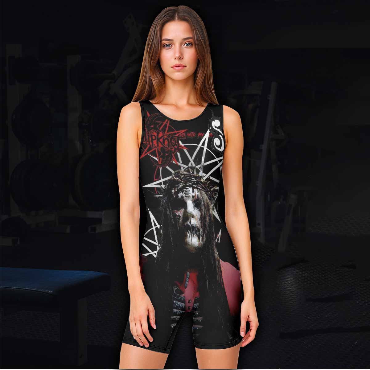 Masked Chaos Wrestling Singlet - women's lifestyle view