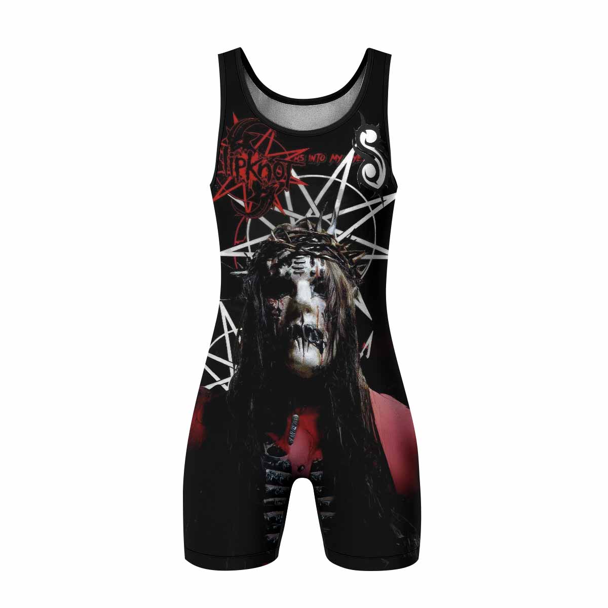 Masked Chaos Wrestling Singlet - front view mockup 