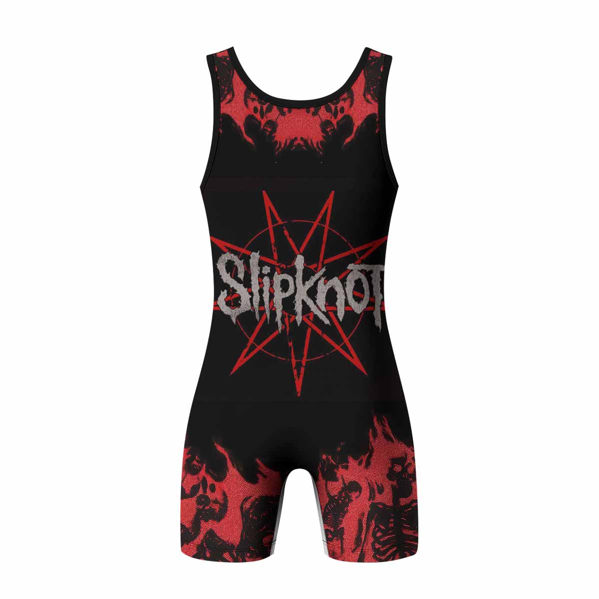 Masked Chaos Wrestling Singlet - back view mockup 