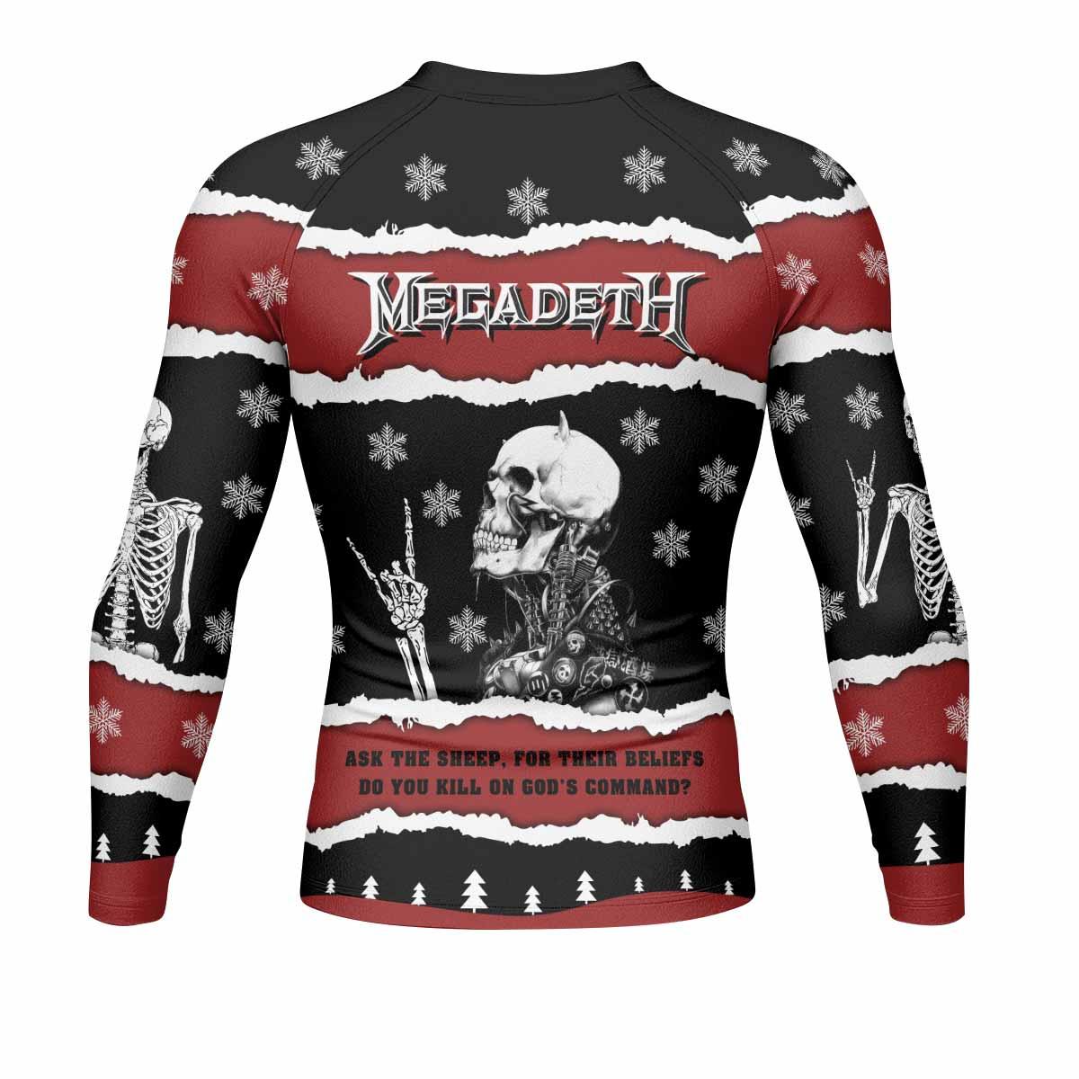 Megadeth Christmas Men's Rash Guard Long Sleeve - back view mockup