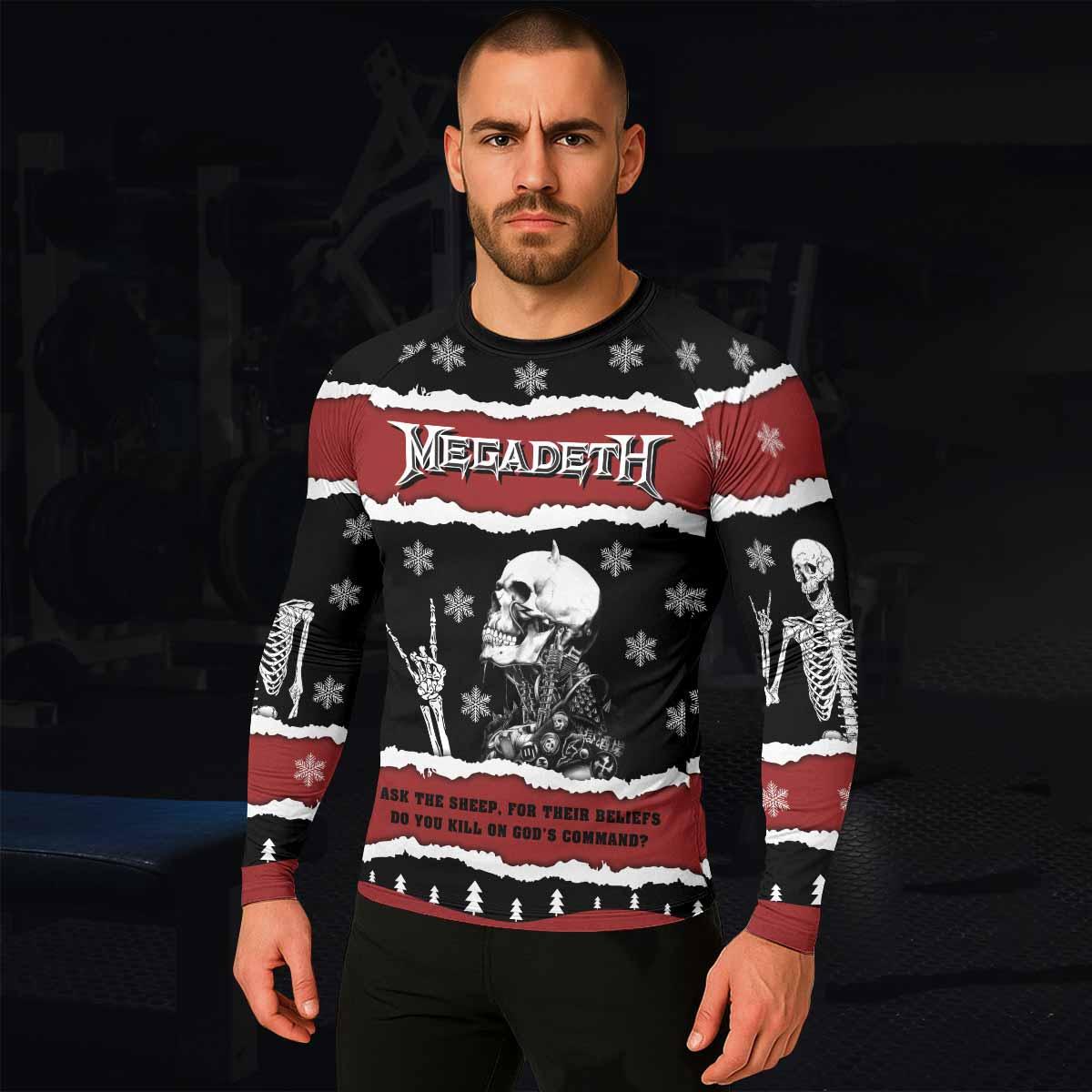 Megadeth Christmas Men's Rash Guard Long Sleeve - lifestyle view