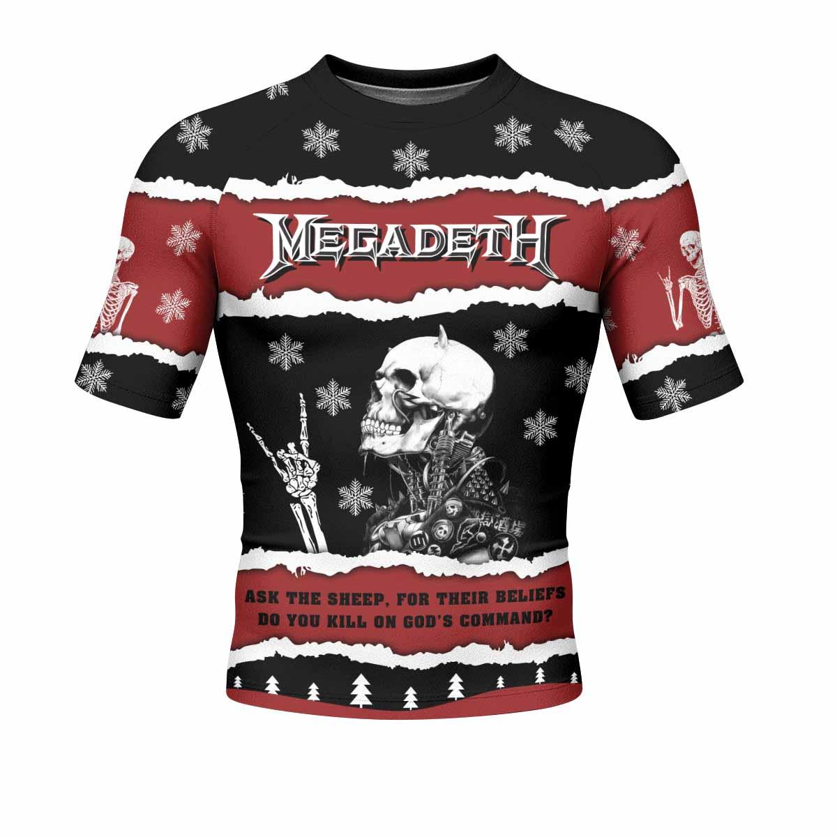 Megadeth Christmas Men's Rash Guard Short Sleeve - front view mockup