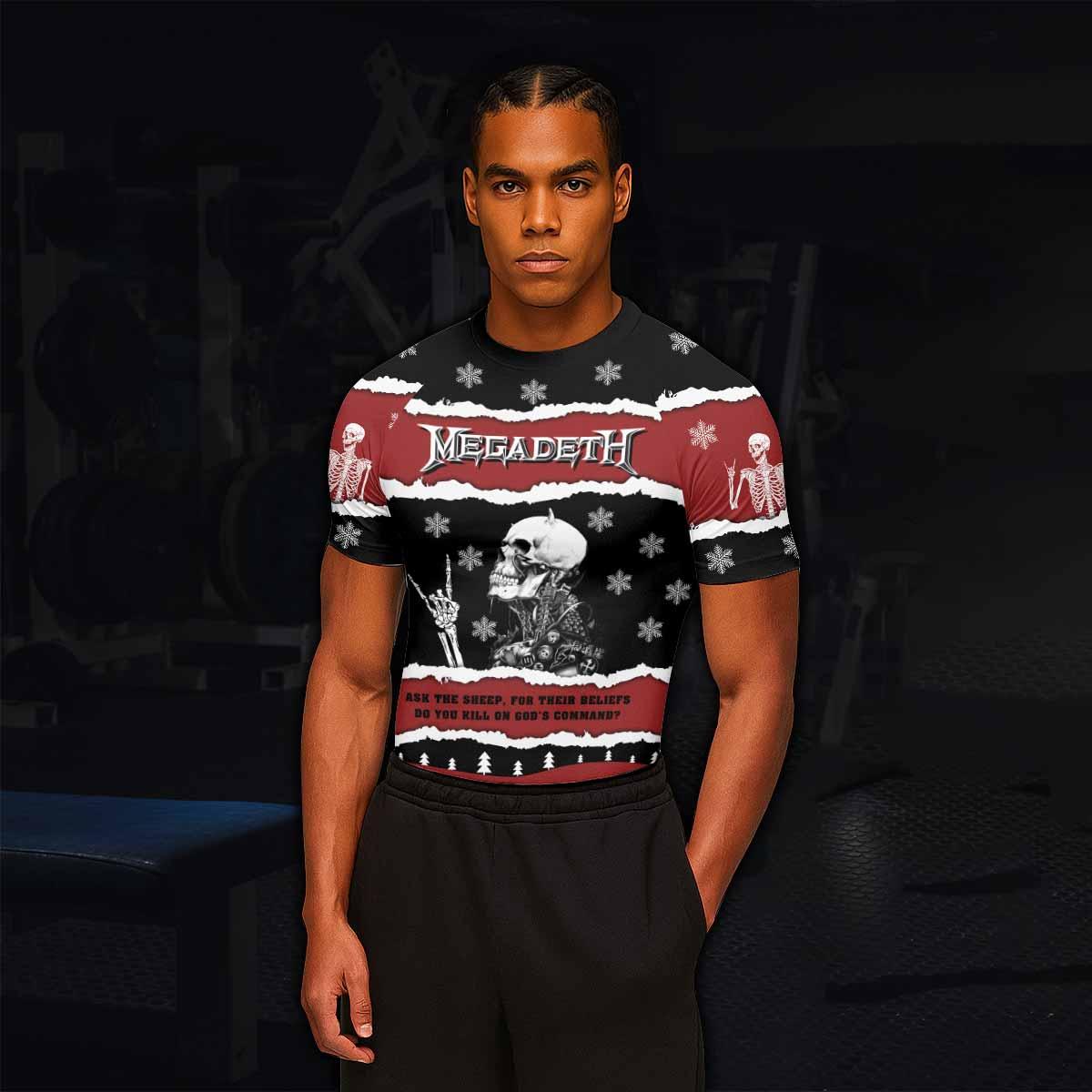 Megadeth Christmas Men's Rash Guard Short Sleeve - lifestyle view