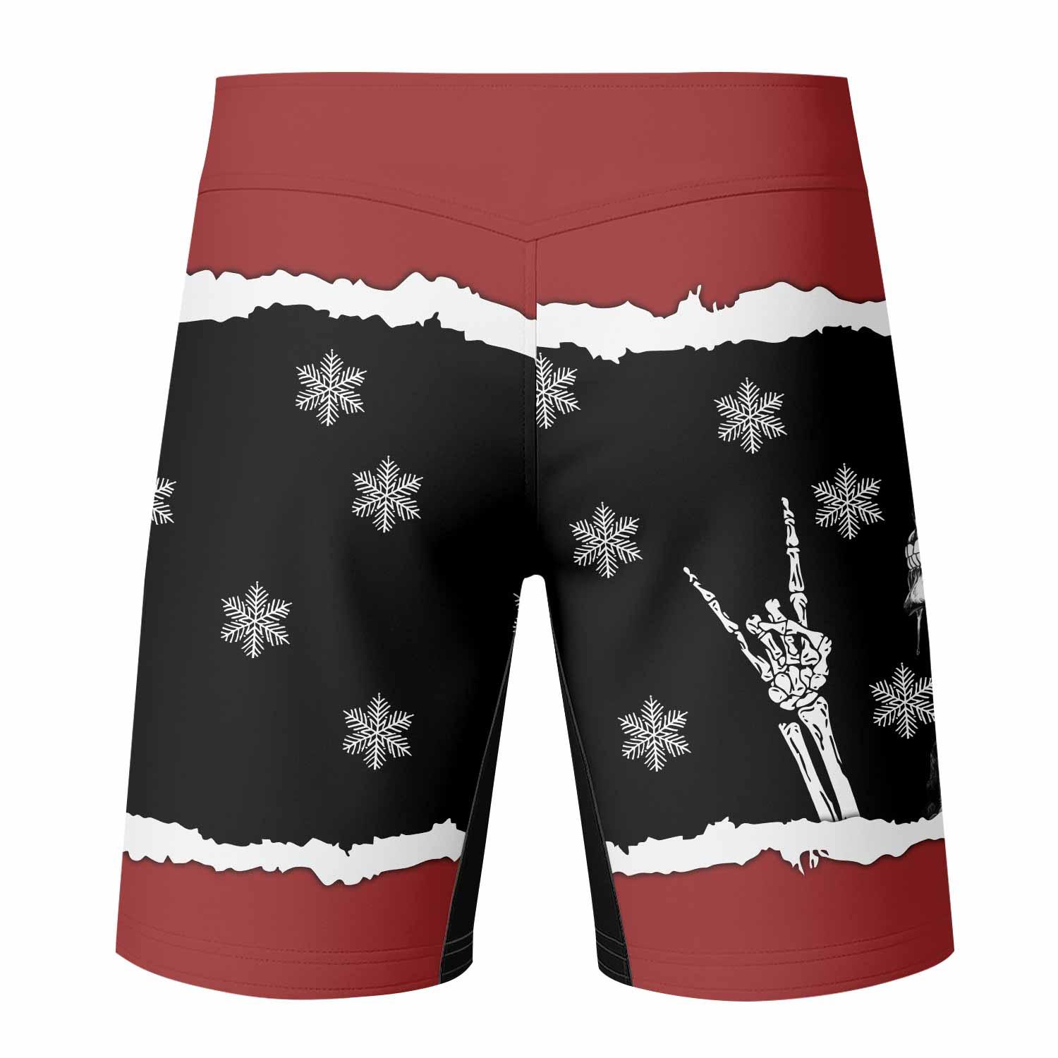Megadeth Christmas Mixed Martial Arts Shorts - back view mockup