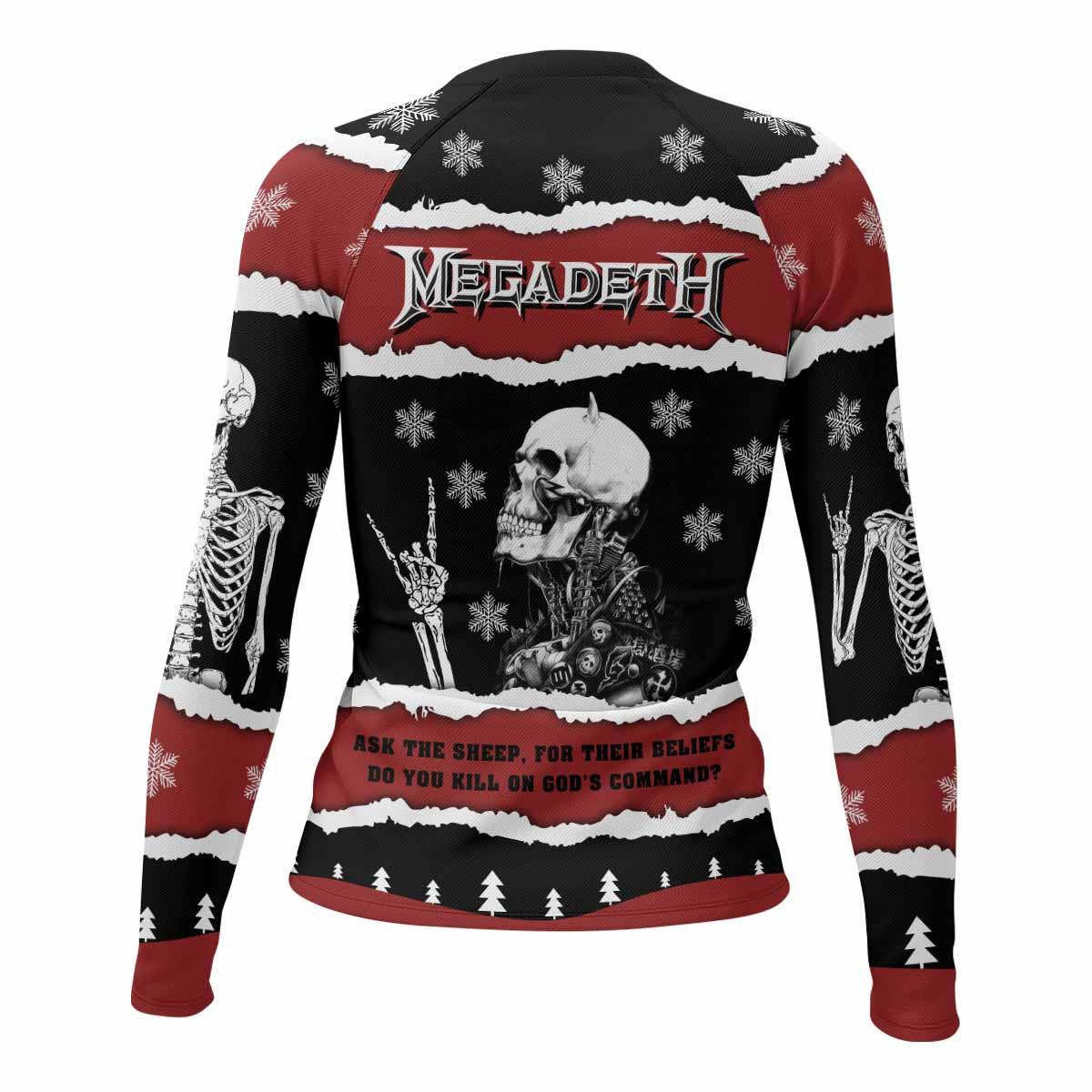 Megadeth Christmas Women's Rash Guard Long Sleeve - back view mockup