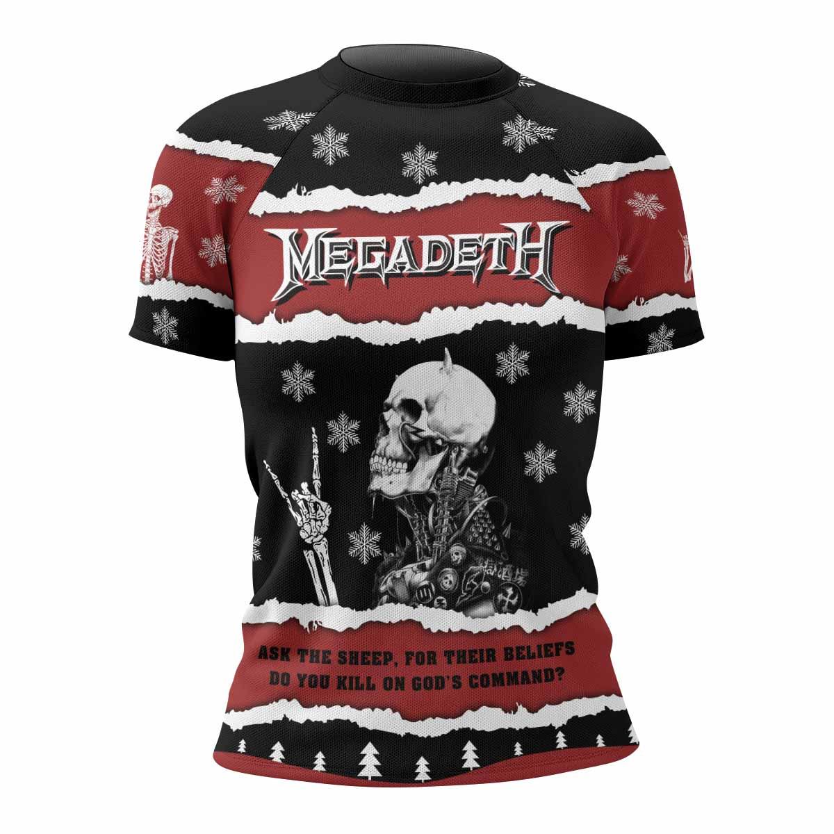 Megadeth Christmas Women's Rash Guard Short Sleeve - front view mockup