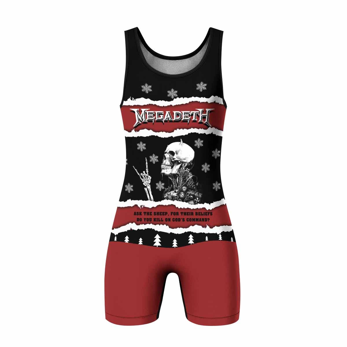 Megadeth Christmas Wrestling Singlet - front view mockup