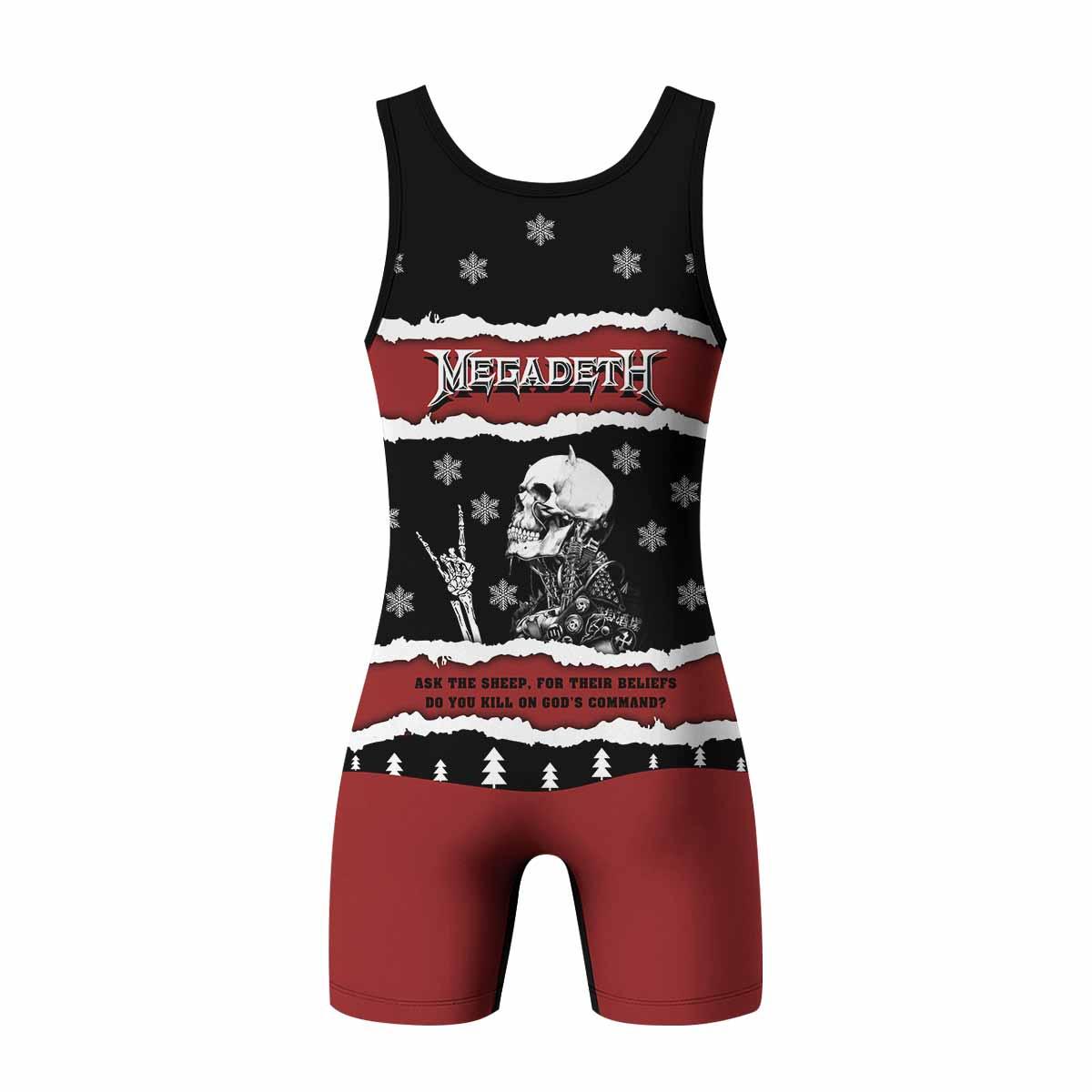 Megadeth Christmas Wrestling Singlet - back view mockup