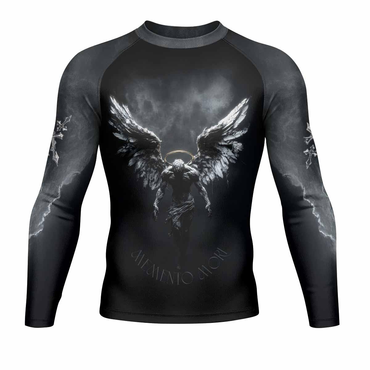 Memento Mori Men's Rash Guard Long Sleeve - front view mockup