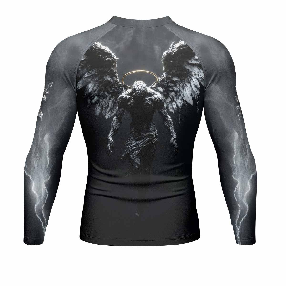 Memento Mori Men's Rash Guard Long Sleeve - back view mockup