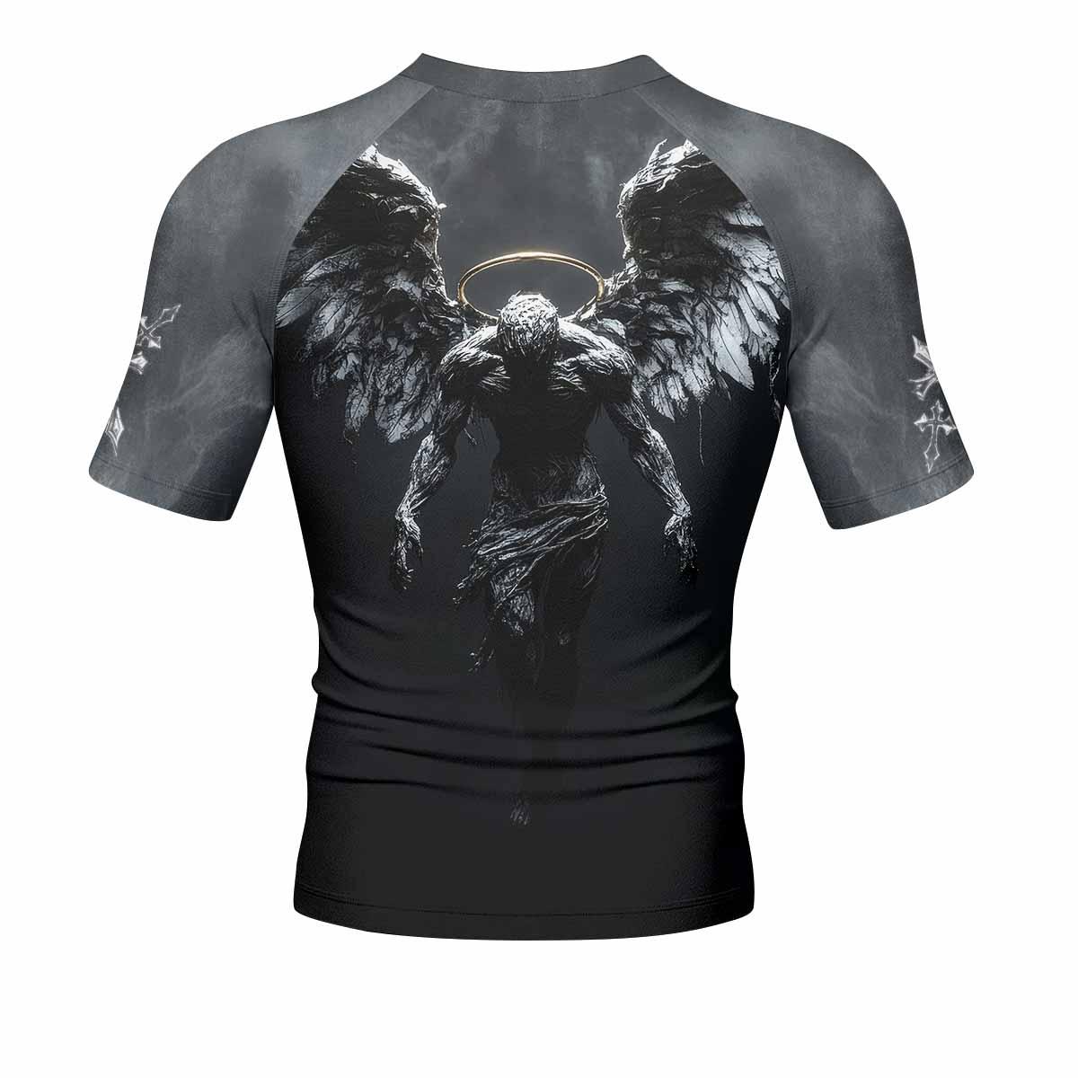 Memento Mori Men's Rash Guard Short Sleeve - back view mockup