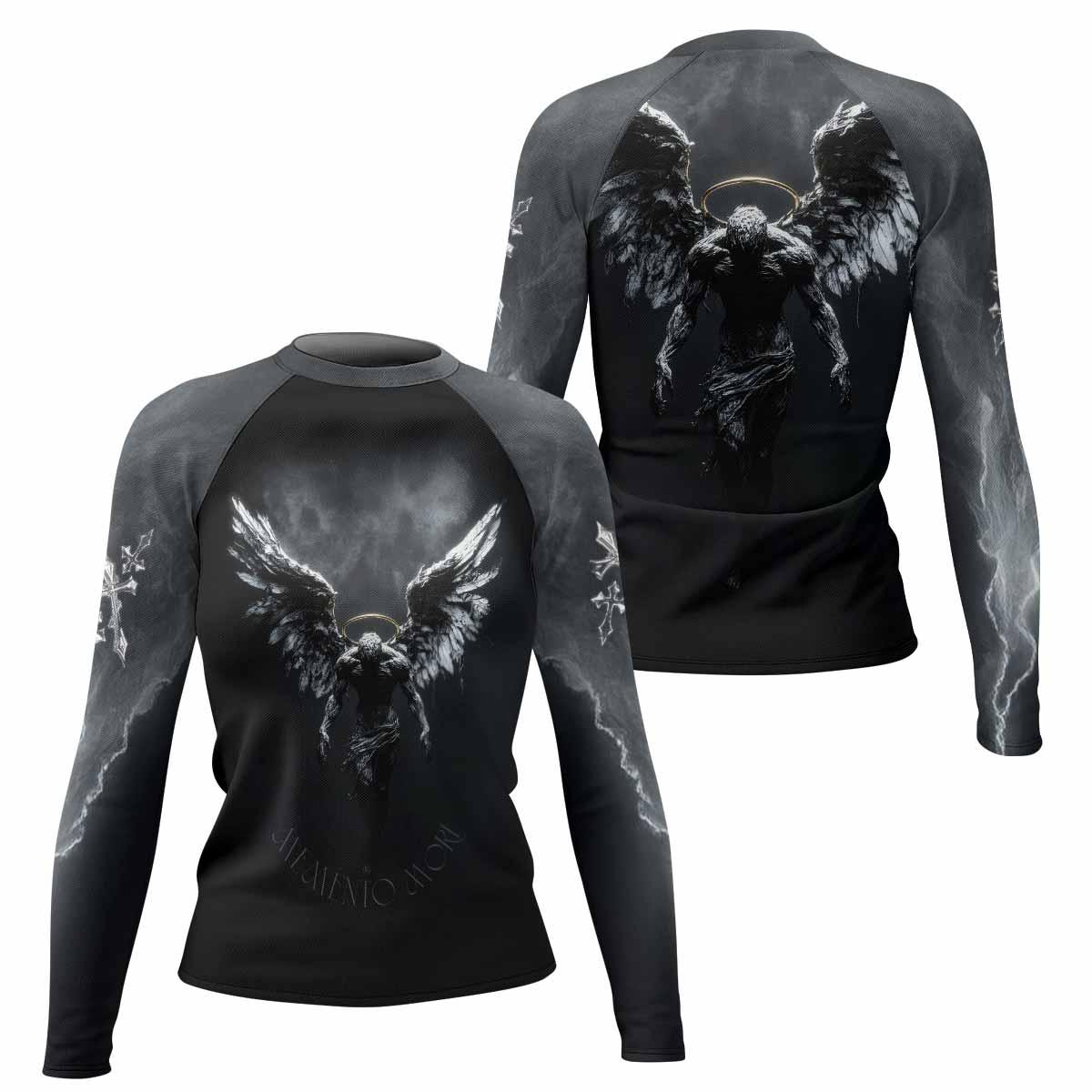 Memento Mori Women's Rash Guard Long Sleeve - front and back view