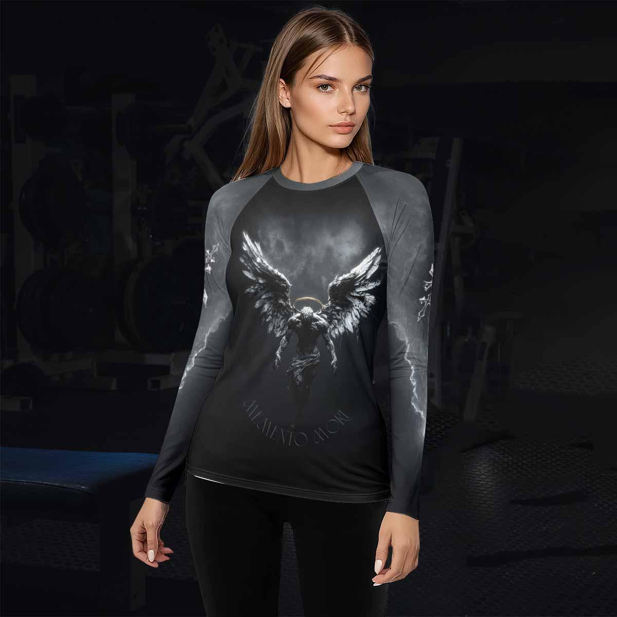 Memento Mori Women's Rash Guard Long Sleeve - lifestyle view