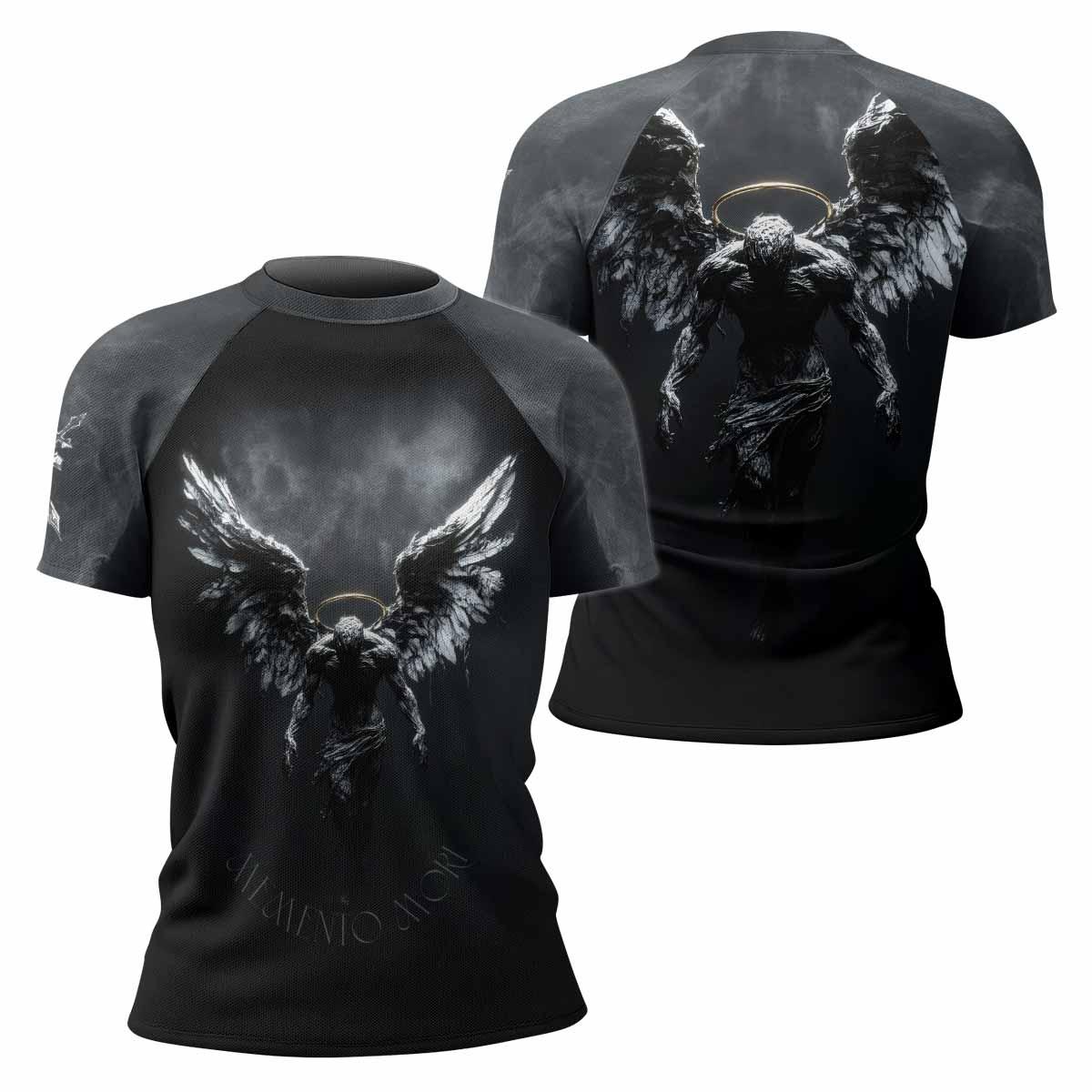 Memento Mori Women's Rash Guard Short Sleeve - front and back view
