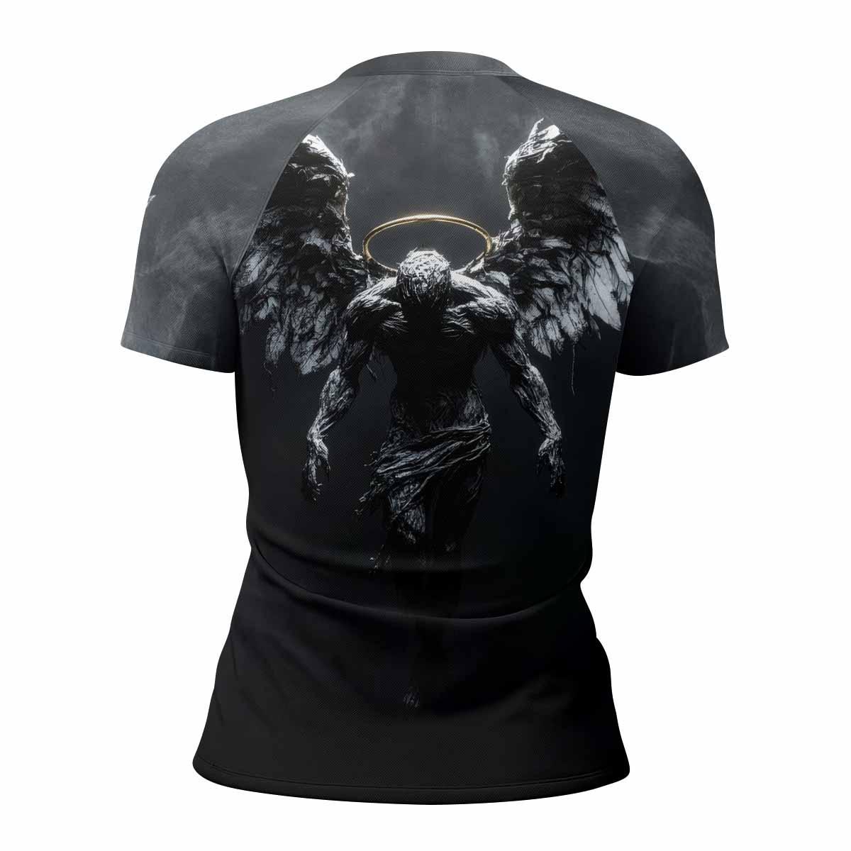 Memento Mori Women's Rash Guard Short Sleeve - back view mockup