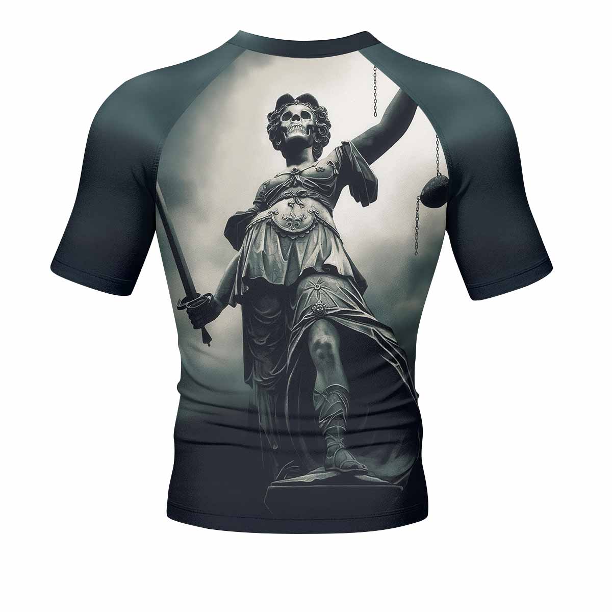Metallica And Justice For All Men's Rash Guard Short Sleeve - back view mockup