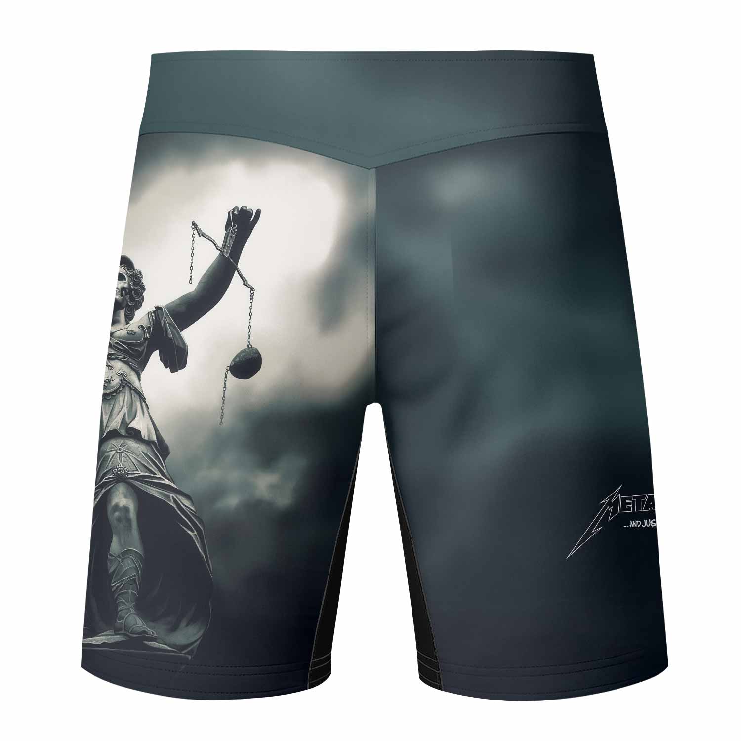 Metallica And Justice For All Fight Shorts - back view mockup