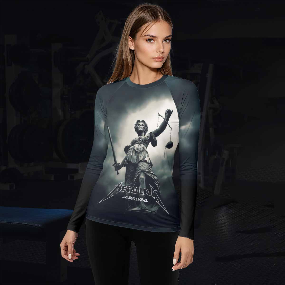 Metallica And Justice For All Women's Rash Guard Long Sleeve - lifestyle view