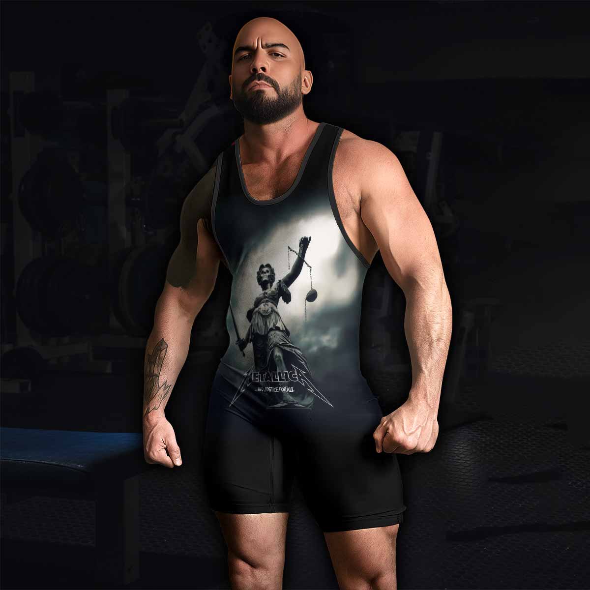 Metallica And Justice For All Wrestling Singlet - men's lifestyle view