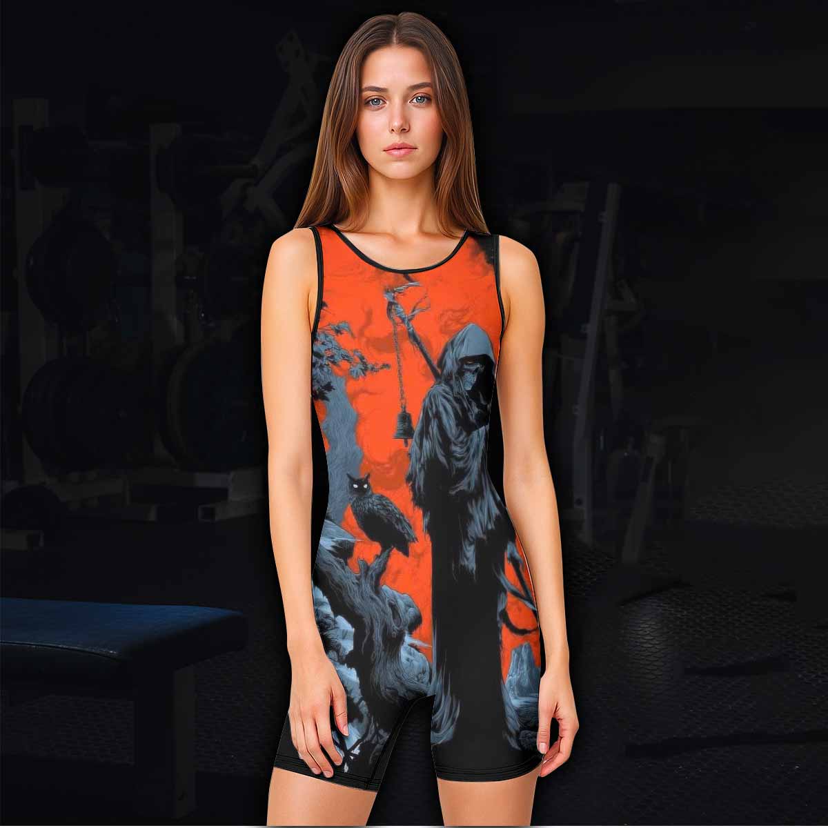 Metallica Death Rider Wrestling Singlet - women's lifestyle view