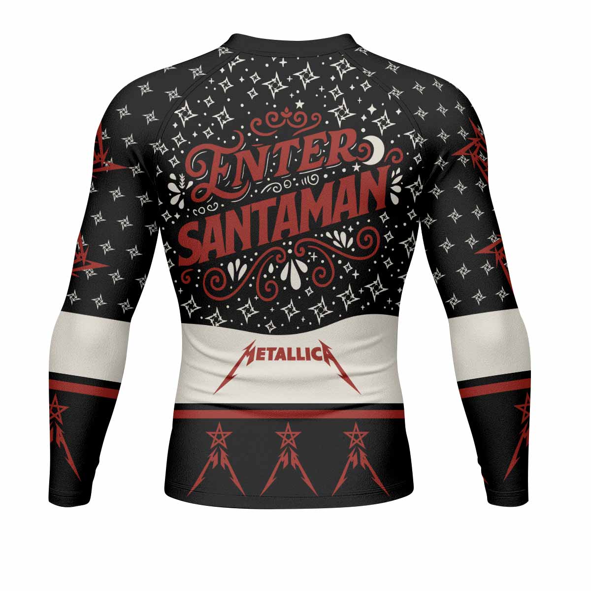 Metallica Enter Santaman Men's Rash Guard Long Sleeve - back view mockup