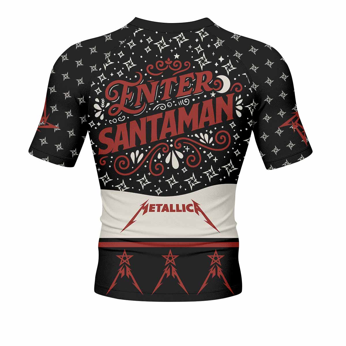Metallica Enter Santaman Men's Rash Guard Short Sleeve - back view mockup