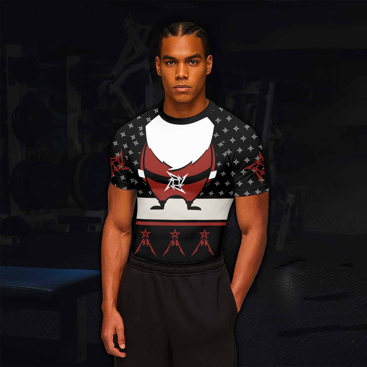 Metallica Enter Santaman Men's Rash Guard Short Sleeve - lifestyle view