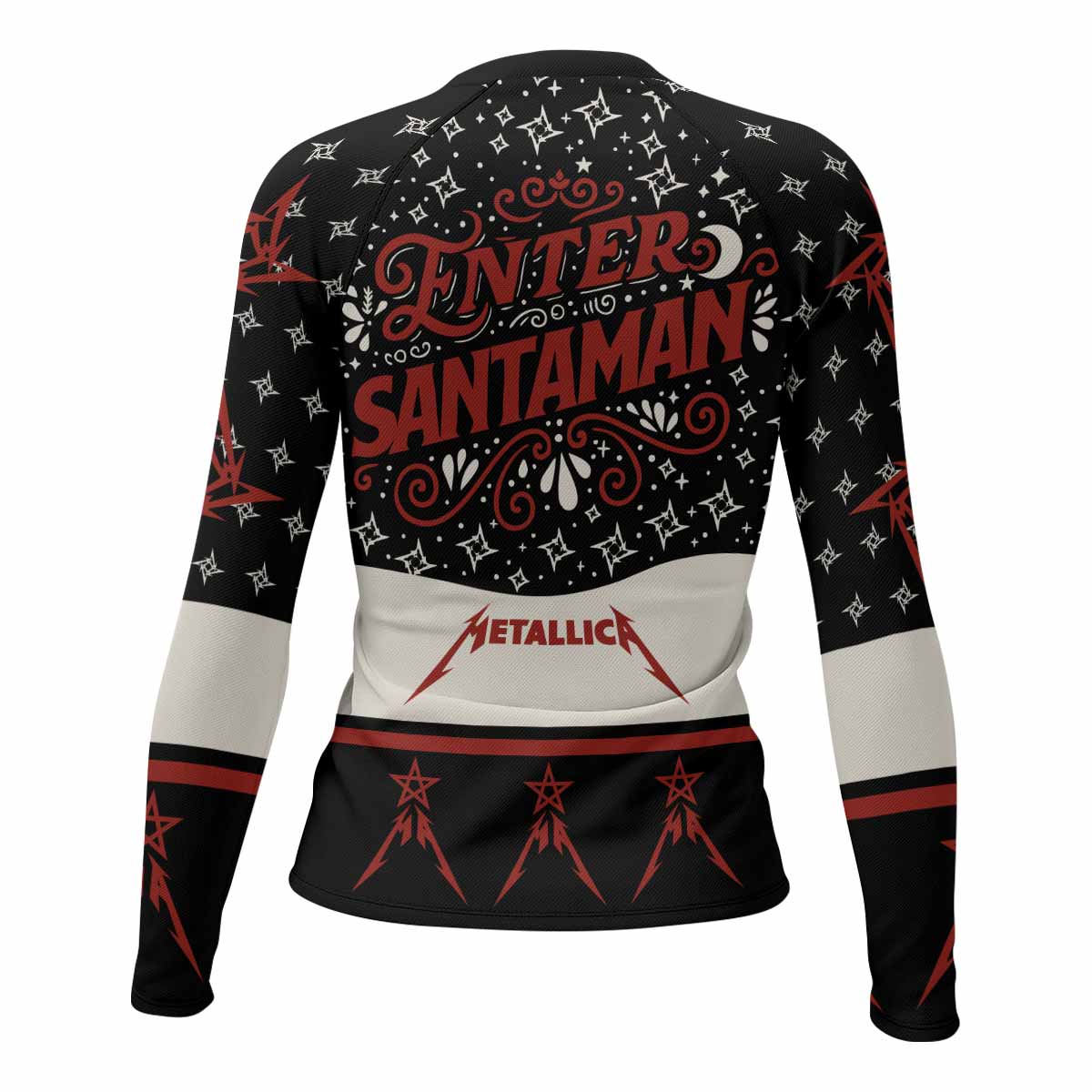 Metallica Enter Santaman Women's Rash Guard Long Sleeve - back view mockup