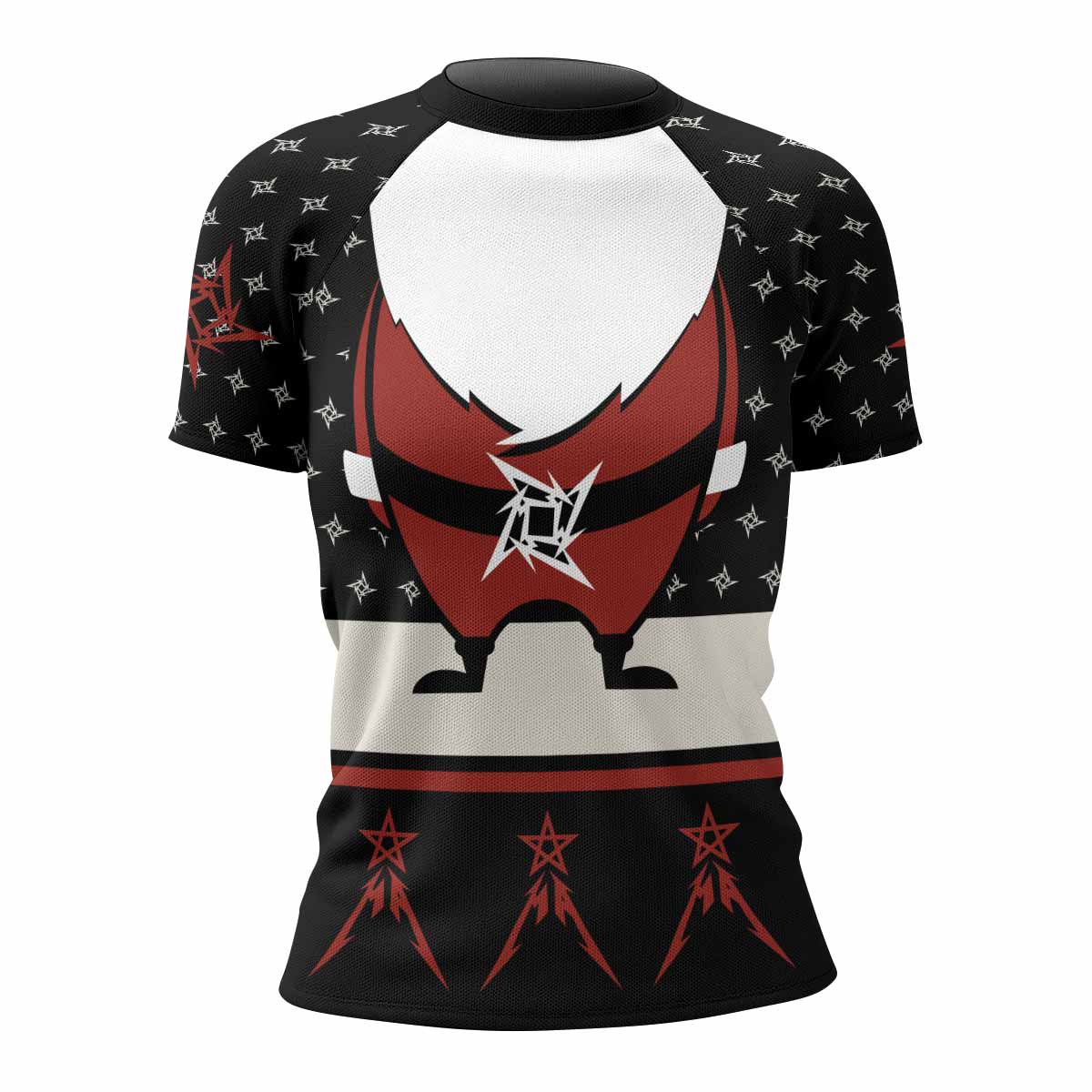 Metallica Enter Santaman Women's Rash Guard Short Sleeve - front view mockup