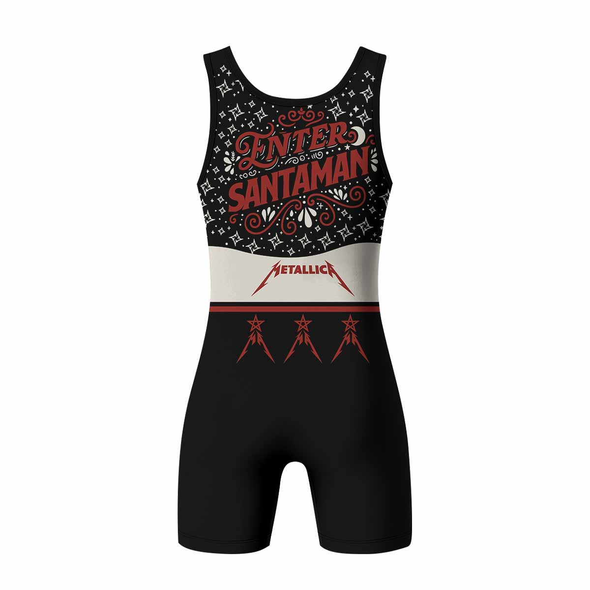Metallica Enter Santaman Wrestling Singlet - back view mockup