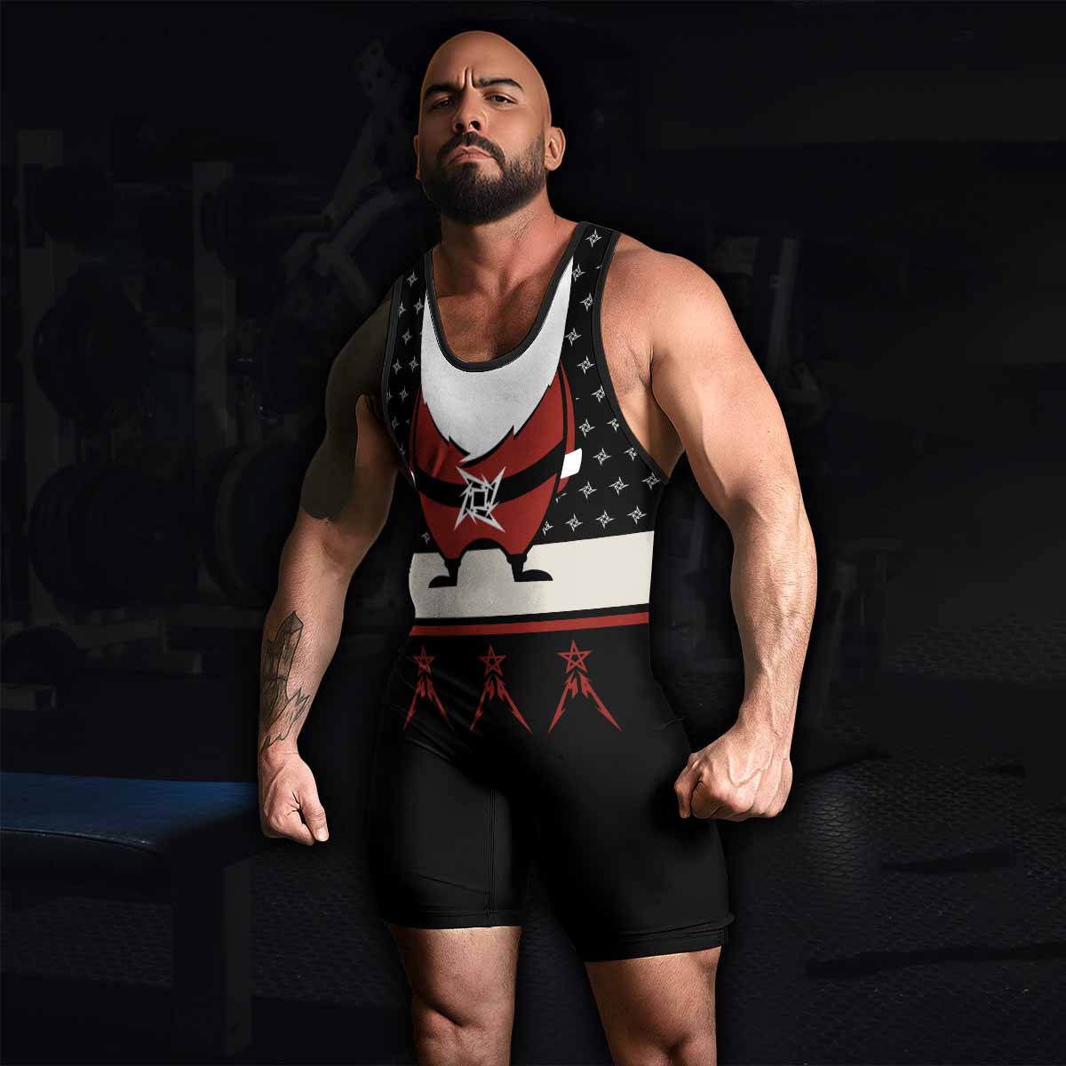Metallica Enter Santaman Wrestling Singlet - men's lifestyle view