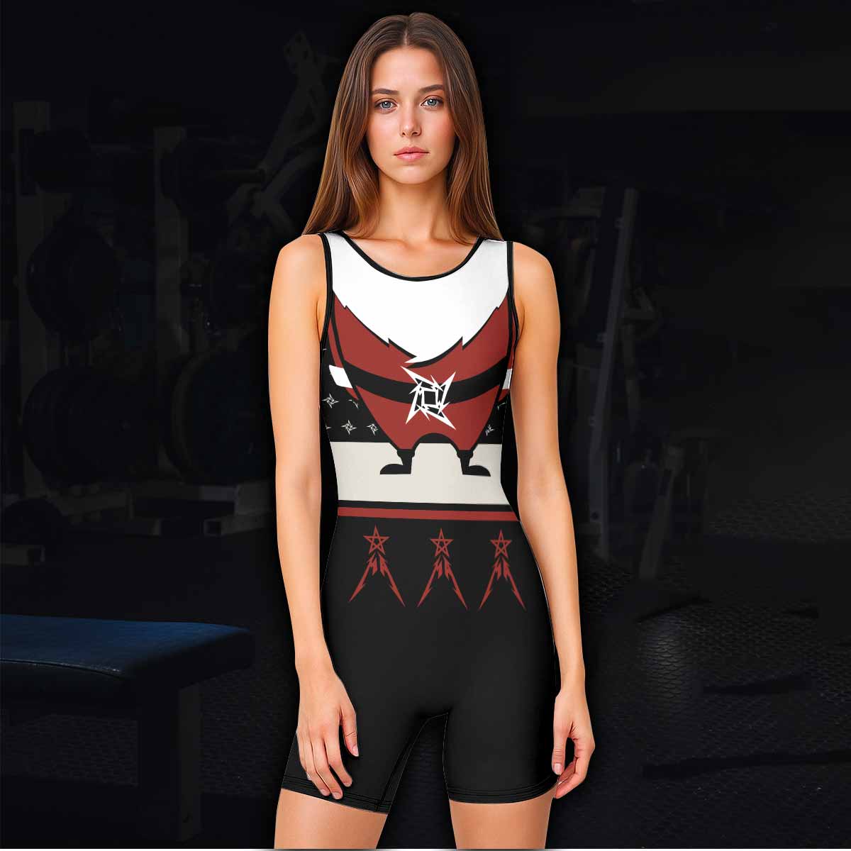 Metallica Enter Santaman Wrestling Singlet - women's lifestyle view