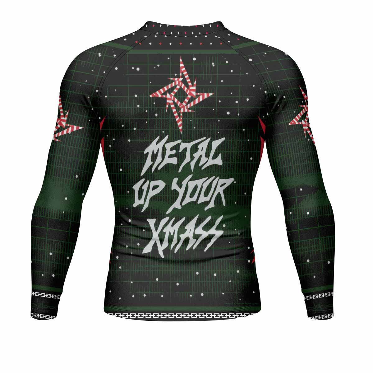 Metallica Metal Up Your Xmas Men's Rash Guard Long Sleeve - back view mockup
