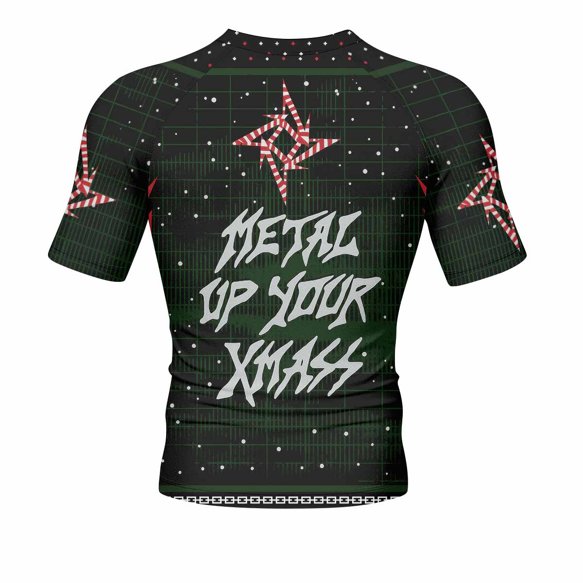 Metallica Metal Up Your Xmas Men's Rash Guard Short Sleeve - back view mockup