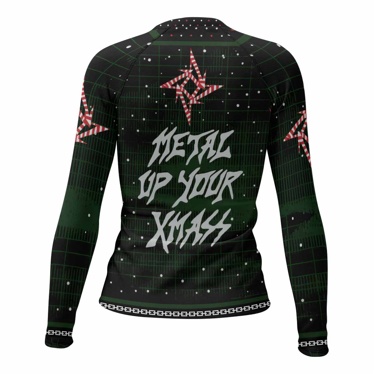 Metallica Metal Up Your Xmas Women's Rash Guard Long Sleeve - back view mockup