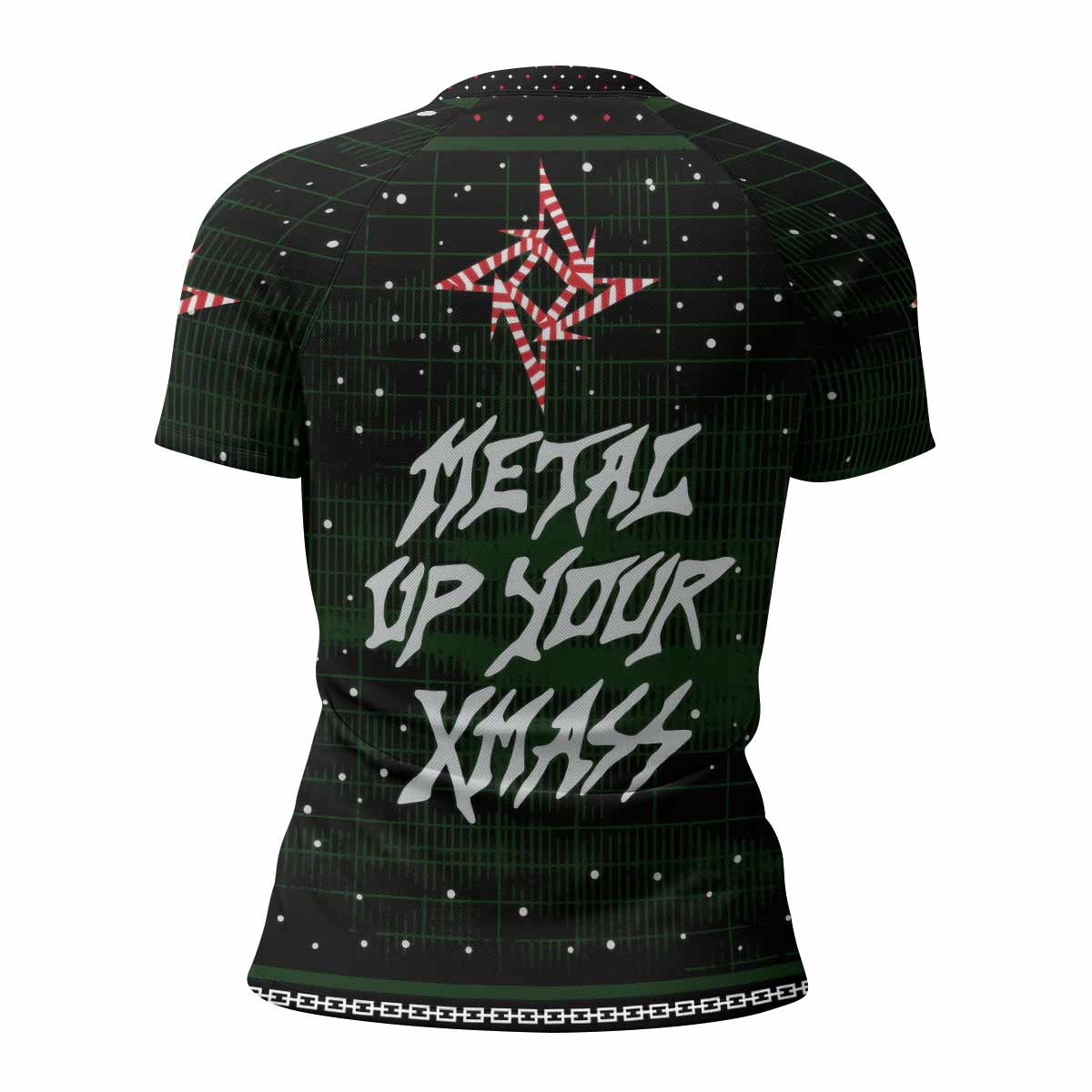 Metallica Metal Up Your Xmas Women's Rash Guard Short Sleeve - back view mockup