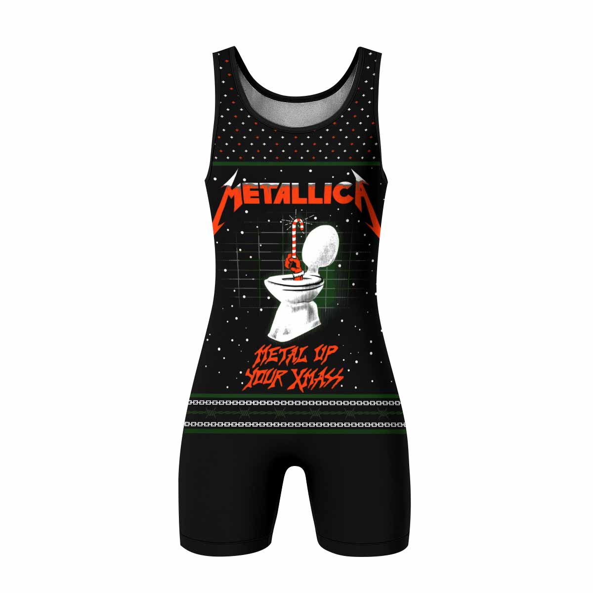 Metallica Metal Up Your Xmas Wrestling Singlet - front view mockup