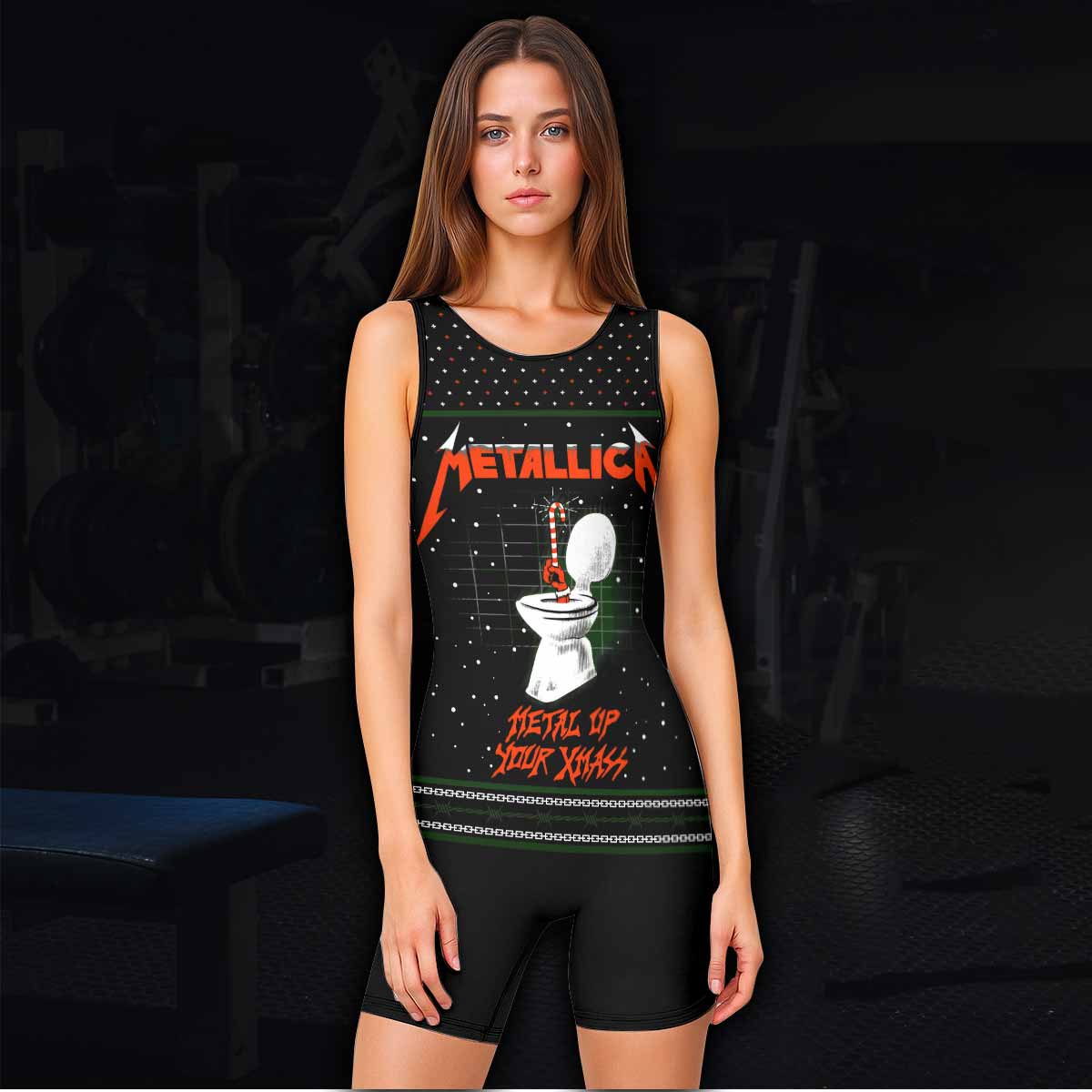 Metallica Metal Up Your Xmas Wrestling Singlet - women's lifestyle view
