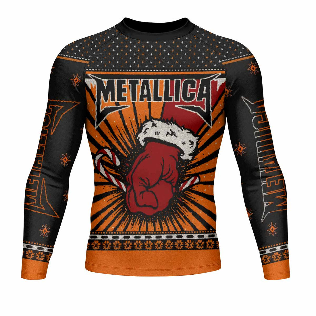 Metallica Some Kind Of Santa Men's Rash Guard Long Sleeve - front and back view