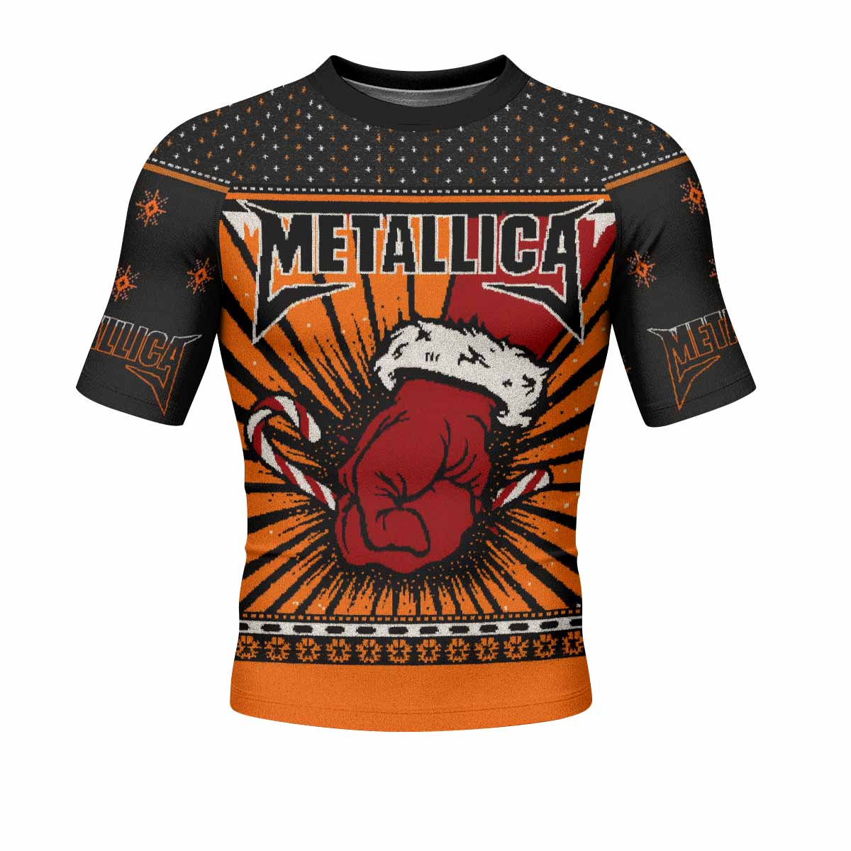 Metallica Some Kind Of Santa Men's Rash Guard Short Sleeve - front view mockup
