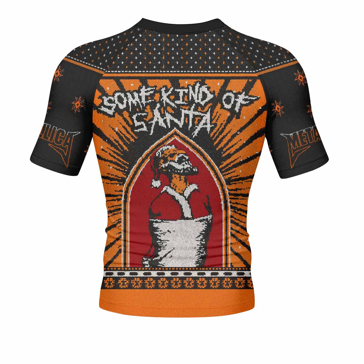 Metallica Some Kind Of Santa Men's Rash Guard Short Sleeve - back view mockup