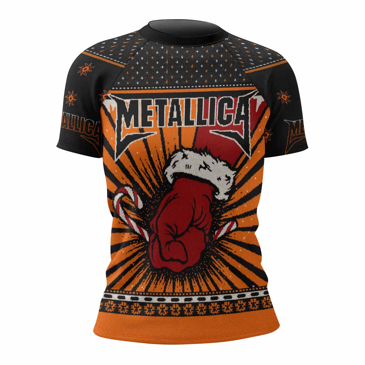 Metallica Some Kind Of Santa Women's Rash Guard Short Sleeve - front view mockup