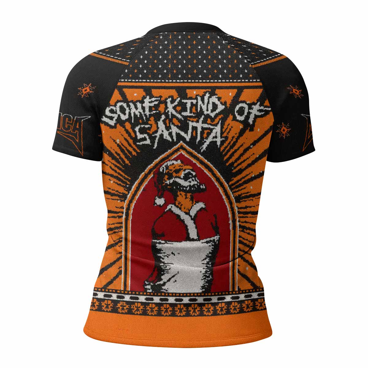 Metallica Some Kind Of Santa Women's Rash Guard Short Sleeve - back view mockup