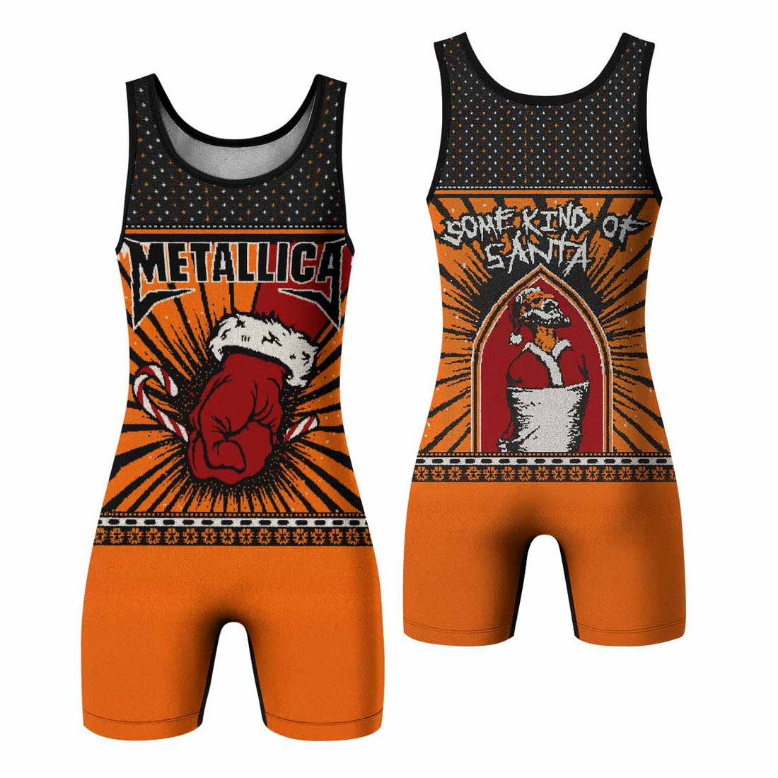 Metallica Some Kind Of Santa Wrestling Singlet - front and back view