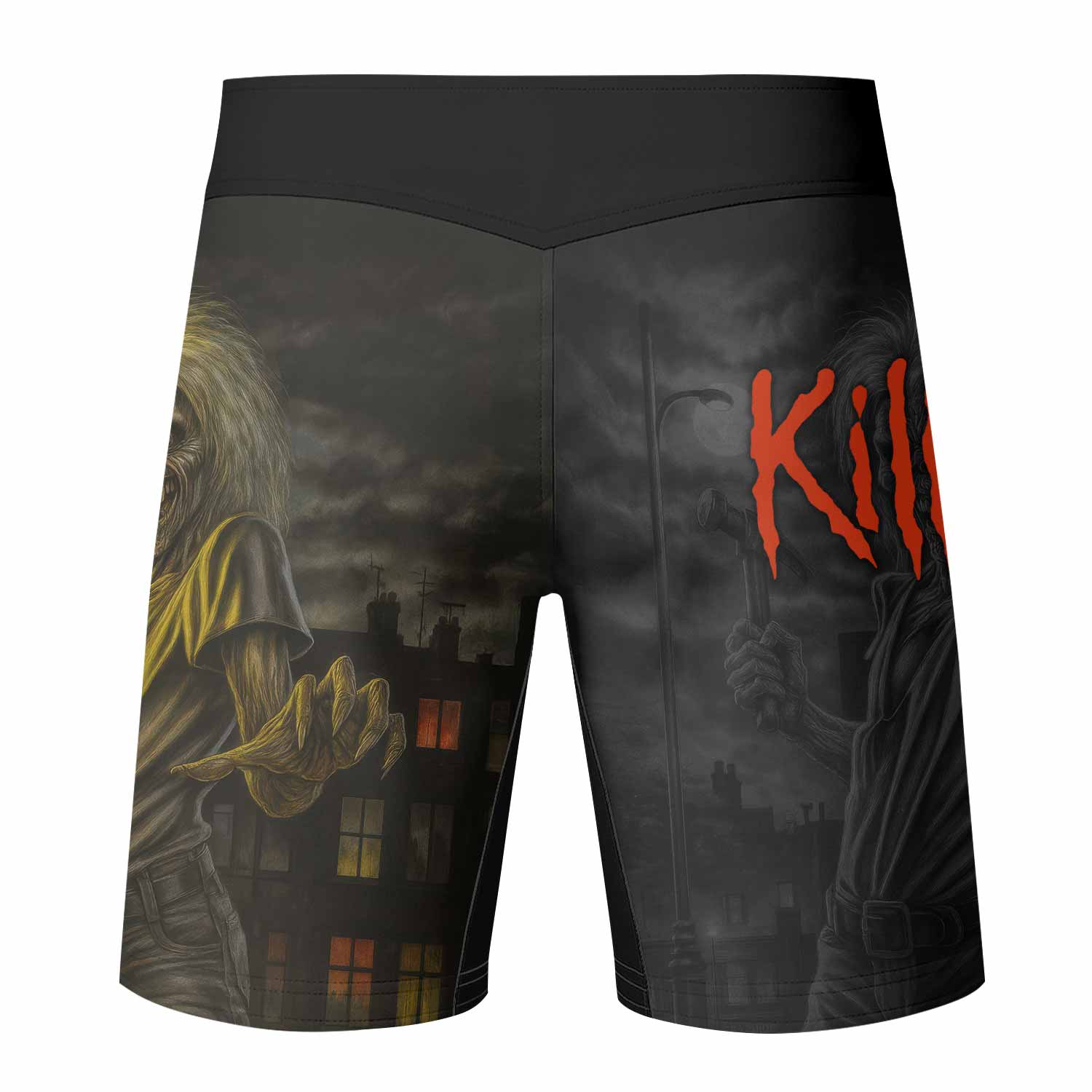 Midnight Slayer Fight Shorts - back view mockup