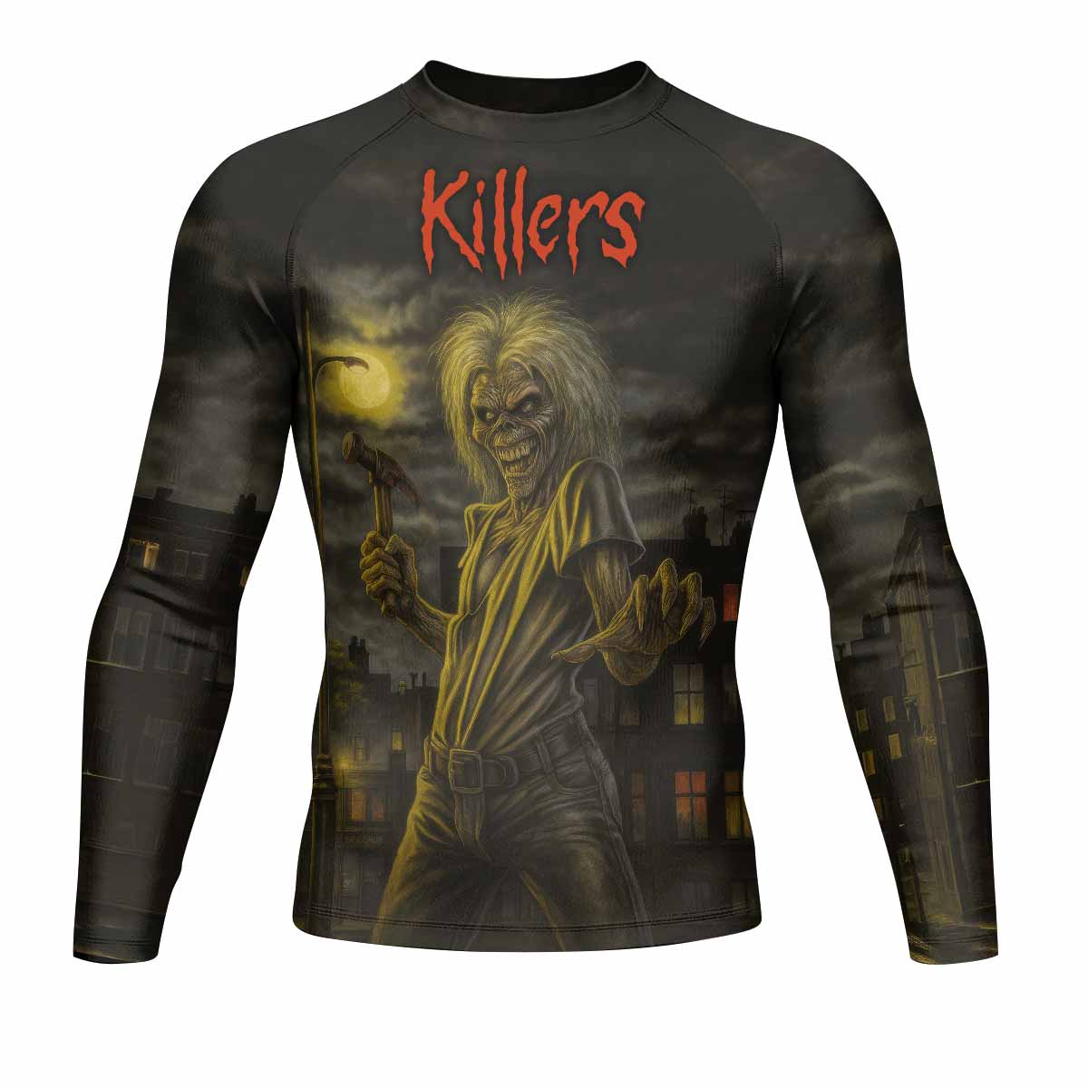 Midnight Slayer Men's Rash Guard Long Sleeve - front view mockup 
