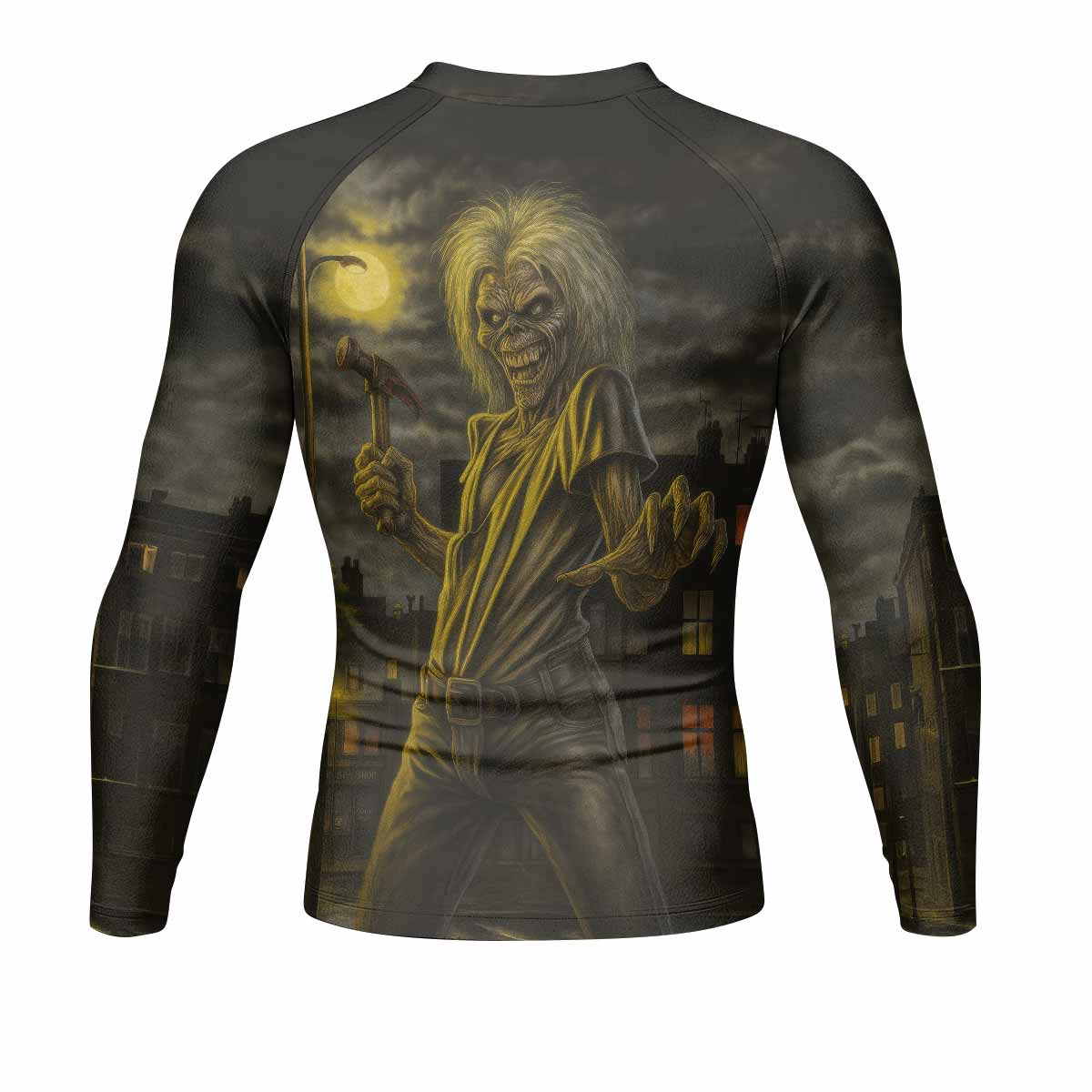 Midnight Slayer Men's Rash Guard Long Sleeve - back view mockup 